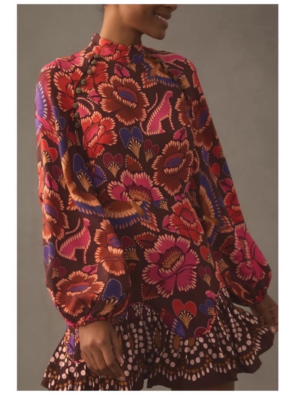 New Farm Rio Bright Flora Longsleeve Mini Dress size M